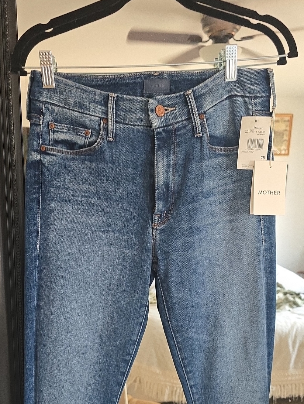 MOTHER Skinny Jeans in Classic Blue Wash
